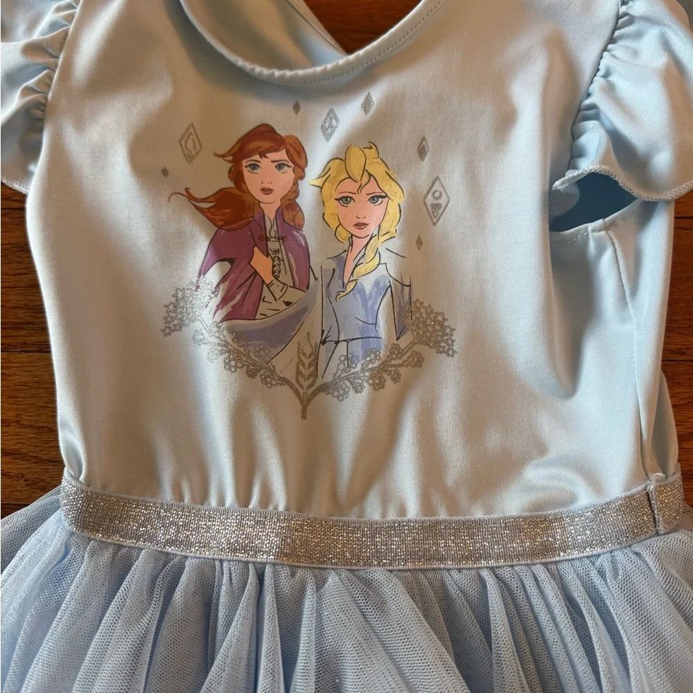 Disney Frozen II Girls Light Blue Dance Dress Short Sleeve Size 4T - Picture 2 of 6